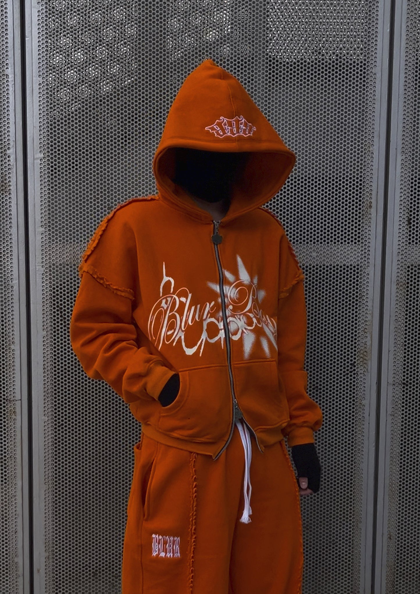 BlurBoys Ripped Zip Up Hoodie V2 Orange