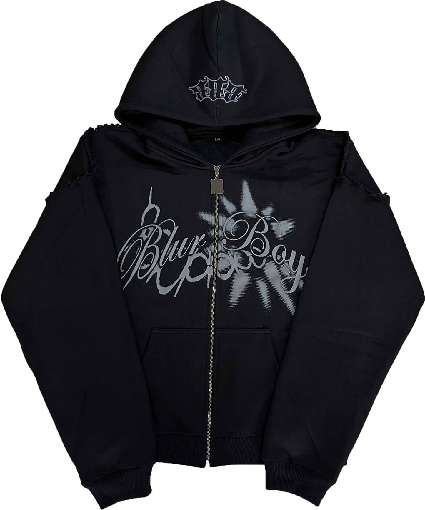Ripped Zip Up Black