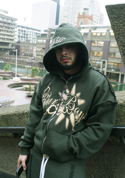 BlurBoys Ripped Zip Up Hoodie V2 Green