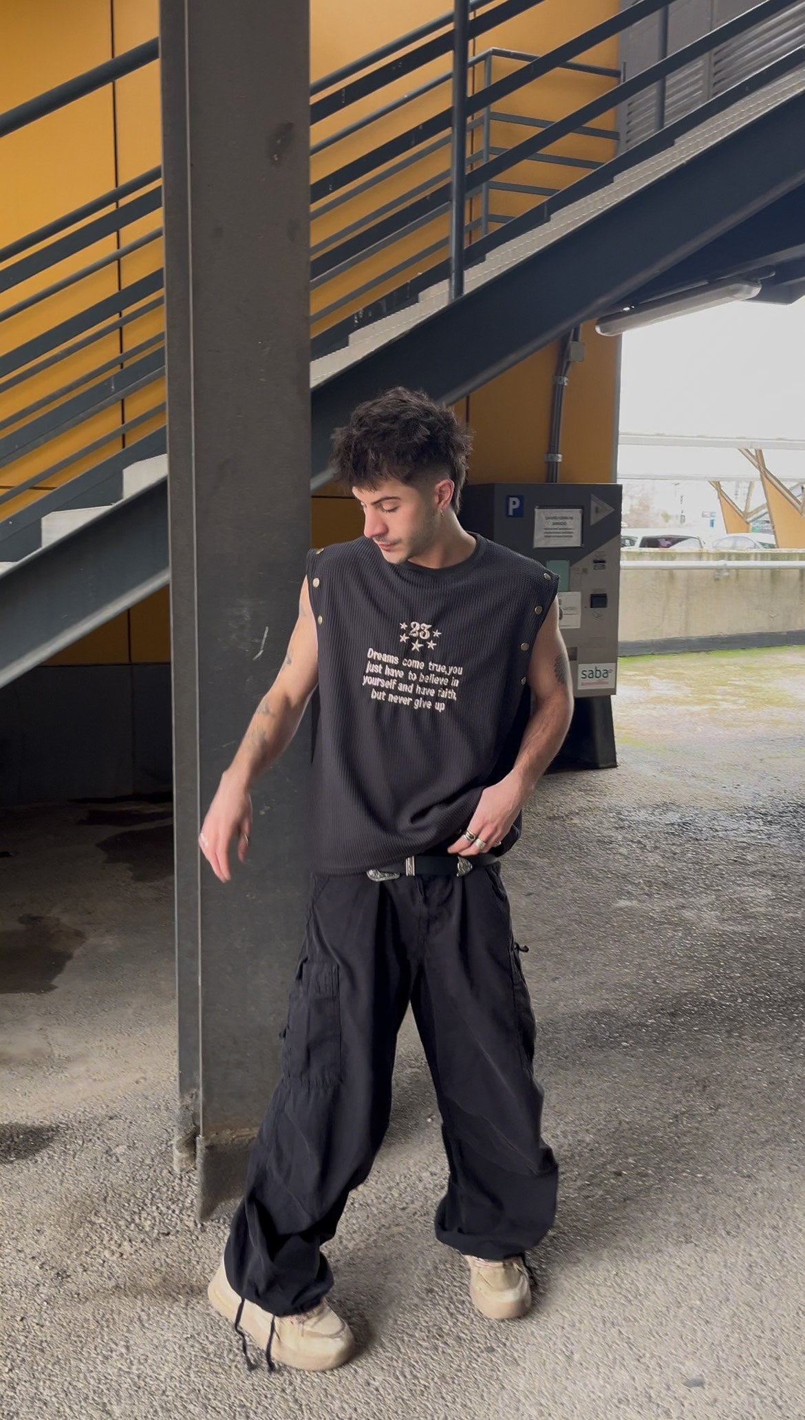LongSleeve Vest 2x1 Tee Dark Gray
