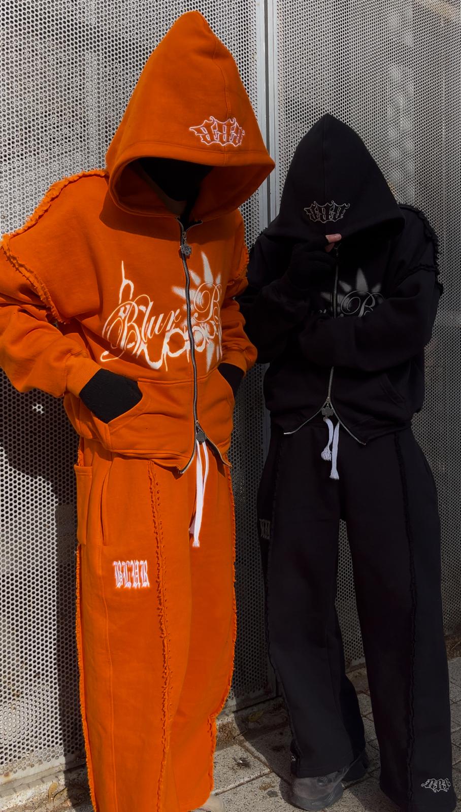 BlurBoys Ripped Zip Up Hoodie V2 Orange