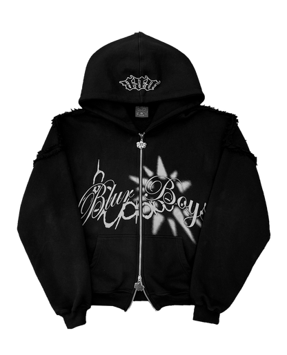 BlurBoys Ripped Zip Up Hoodie V2 Black