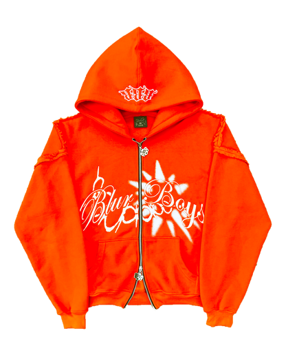 BlurBoys Ripped Zip Up Hoodie V2 Orange